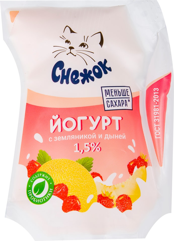Йогурт Снежок питьевой Земляника-Дыня 1.5% 200г