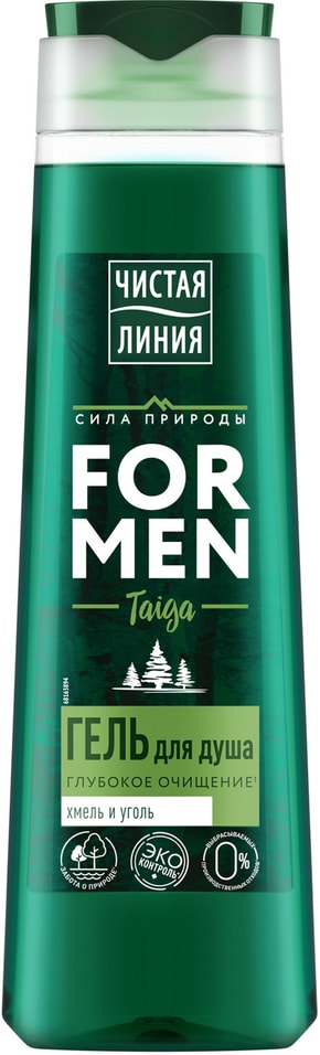Гель для душа Чистая Линия Taiga Глубокое очищение Хмель и уголь 400мл 169₽