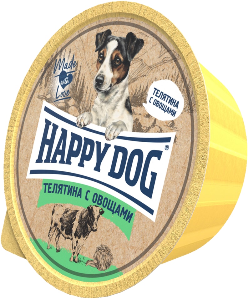 Влажный корм для собак и щенков Happy Dog Телятина с овощами 125г 174₽