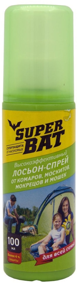 Лосьон-спрей от комаров SuperBAT 100мл от Vprok.ru