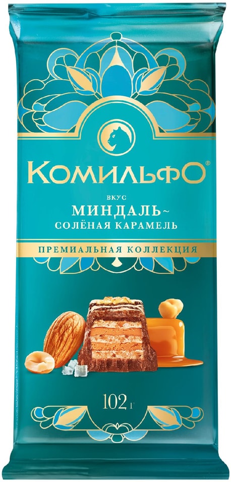 Шоколад Комильфо Миндаль-соленая карамель с вафлей 102г