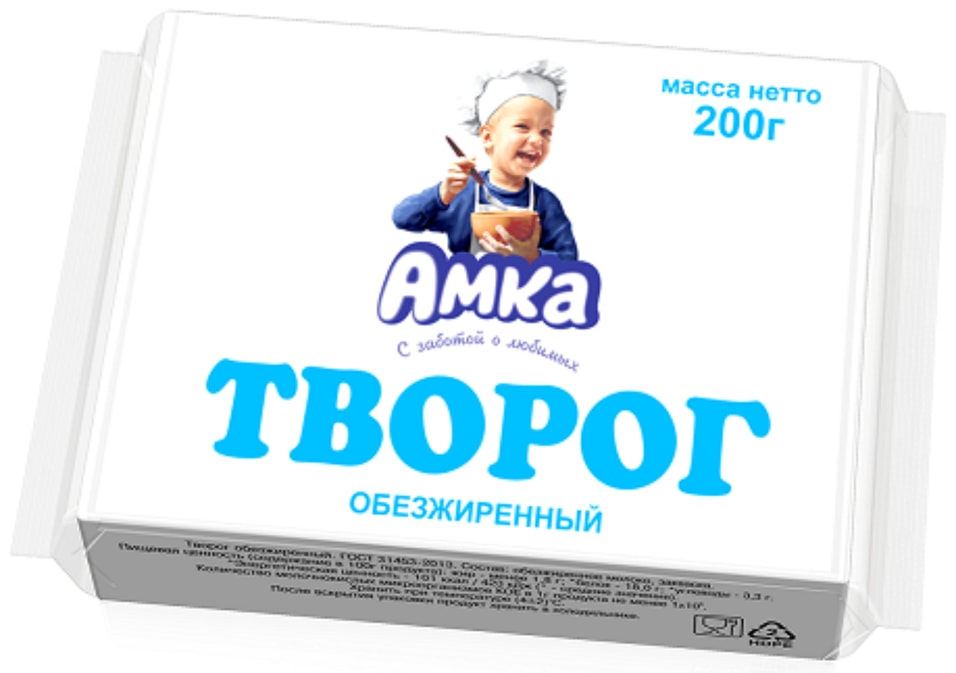 Творог Амка обезжиренный 0.1% 200г. Доставим до двери!