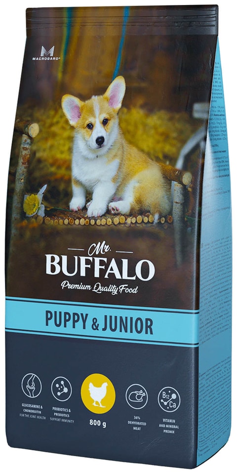 Сухой корм для щенков MrBuffalo PuppyJunior с курицей 800г 402₽