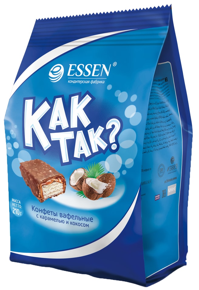 Конфеты Essen Как так вафельные с карамелью и кокосом 210г
