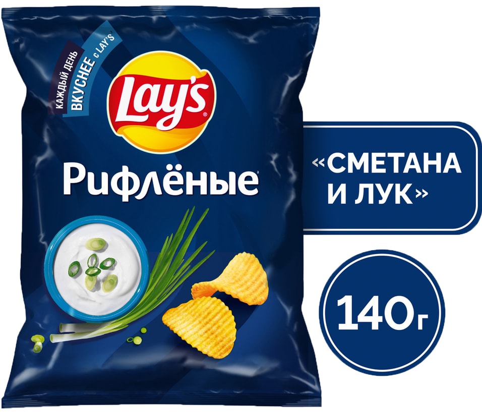 Чипсы Lays Сметана и Лук 140г - Vprokru Перекрёсток 175₽