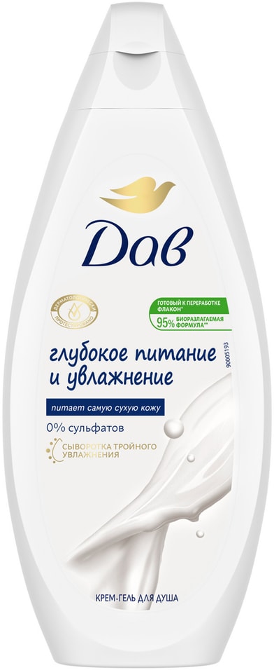 Крем-гель для душа Дав бессульфатный глубокое питание и увлажнение 250мл