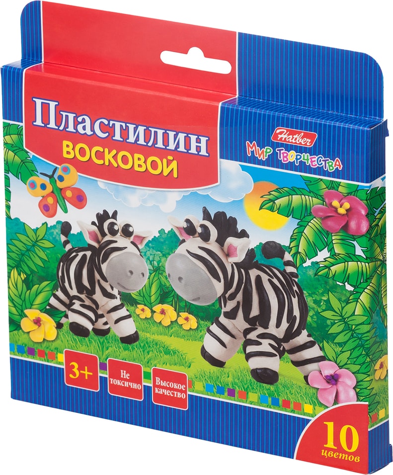 Пластилин Hatber Забавные зверята со стеком 10 цветов