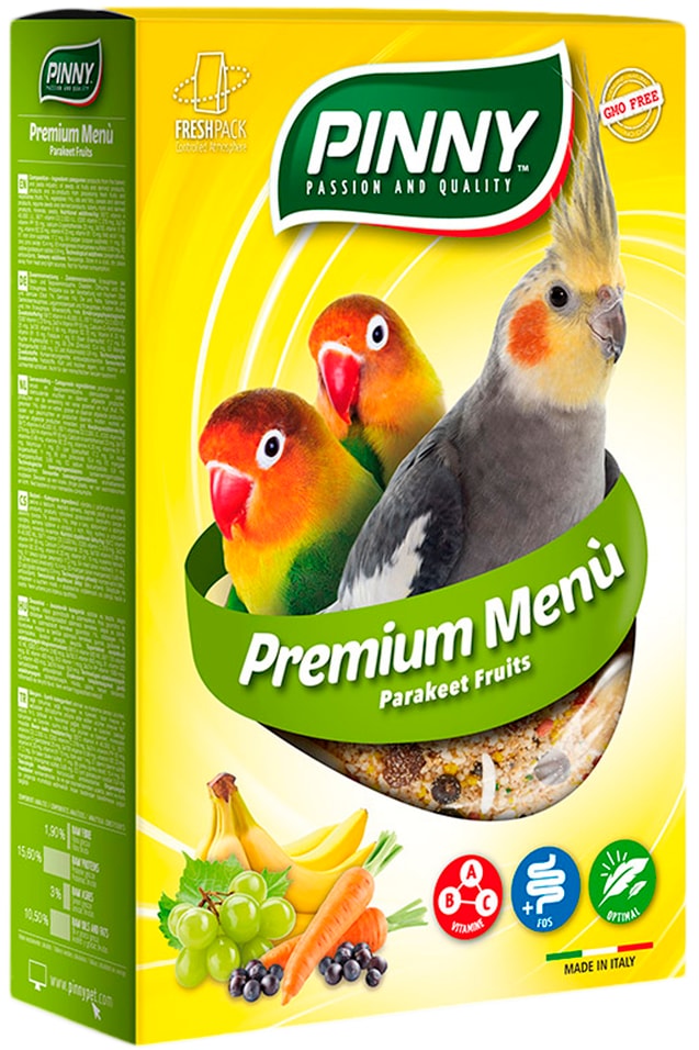 Корм для средних попугаев Pinny мягкий витаминный с фруктами 800г