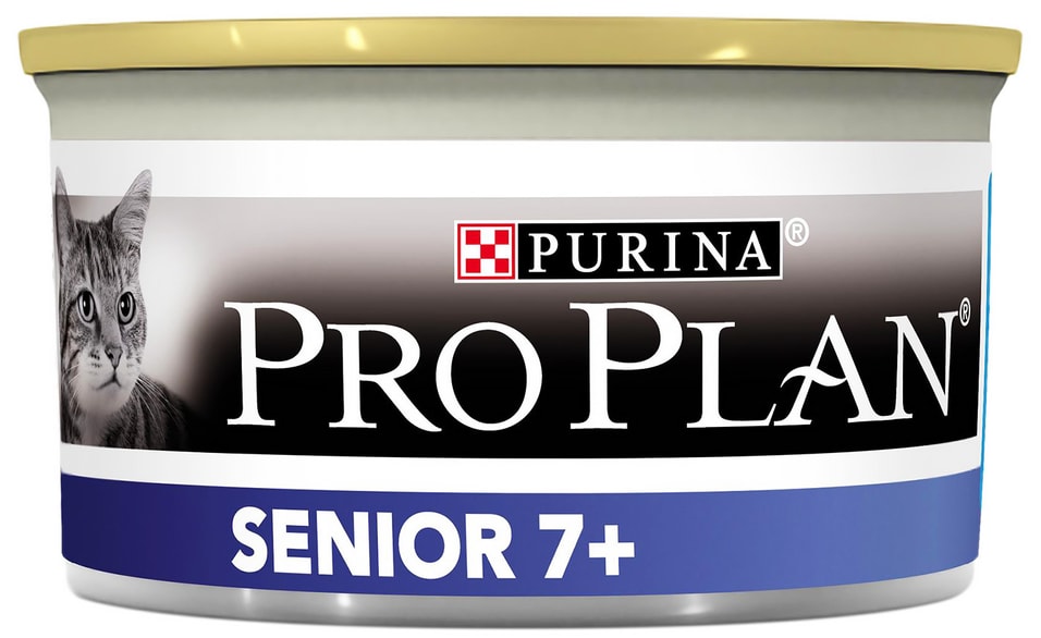Влажный корм для пожилых кошек Pro Plan Adult 7+ мусс с тунцом 85г Влажный корм для пожилых кошек Pro Plan Adult 7+ мусс с тунцом 85г
