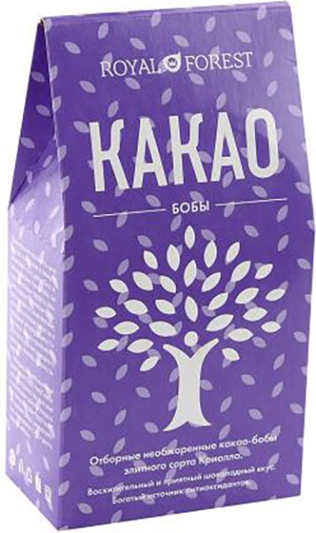 Какао бобы Royal Forest необжаренные неочищенные 200г