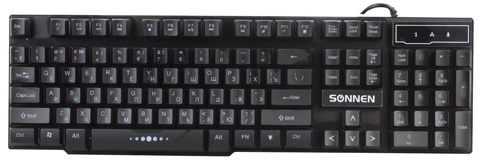 Клавиатура проводная Sonnen KB-7010USB 104 клавиши LED подсветка черная от Vprok.ru