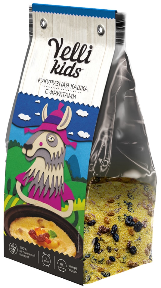 Каша Yelli Kids кукурузная с фруктами детская 120г