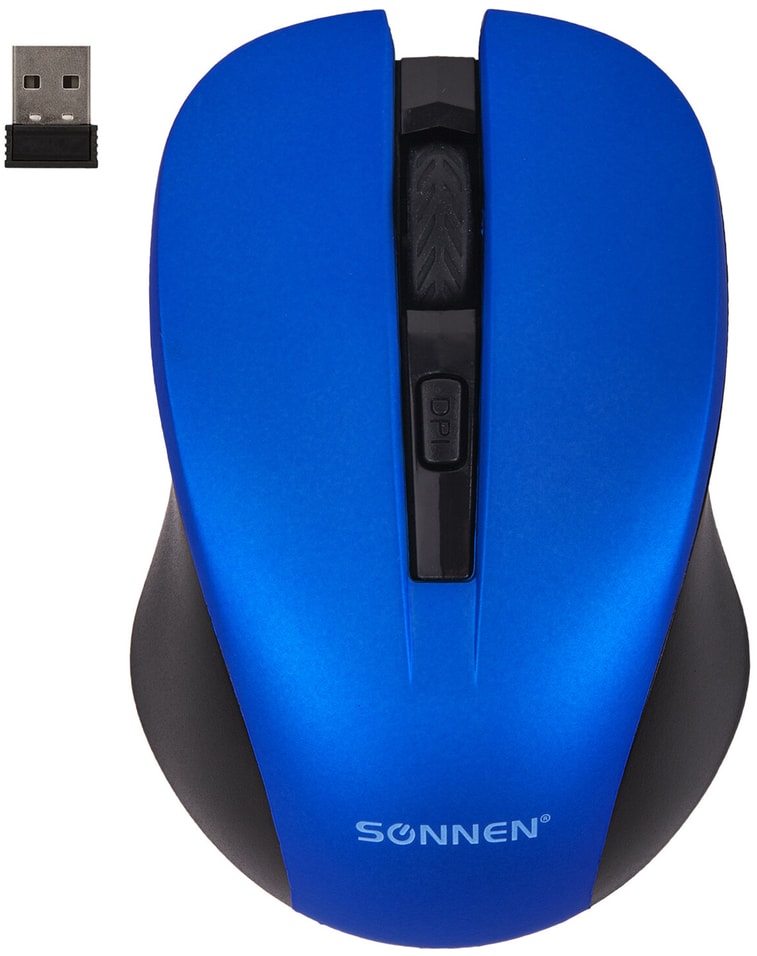 Мышь беспроводная Sonnen V18 USB 800 1200 1600dpi 4 кнопки с бесшумным кликом синяя от Vprok.ru