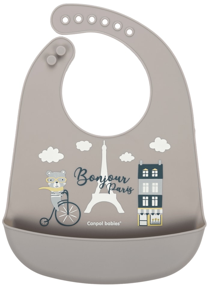 Нагрудник Canpol Babies Bonjour Paris силиконовый с карманом 4+