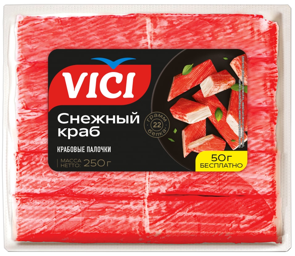 Крабовые палочки Vici Снежный краб пастеризованные 250г 319₽