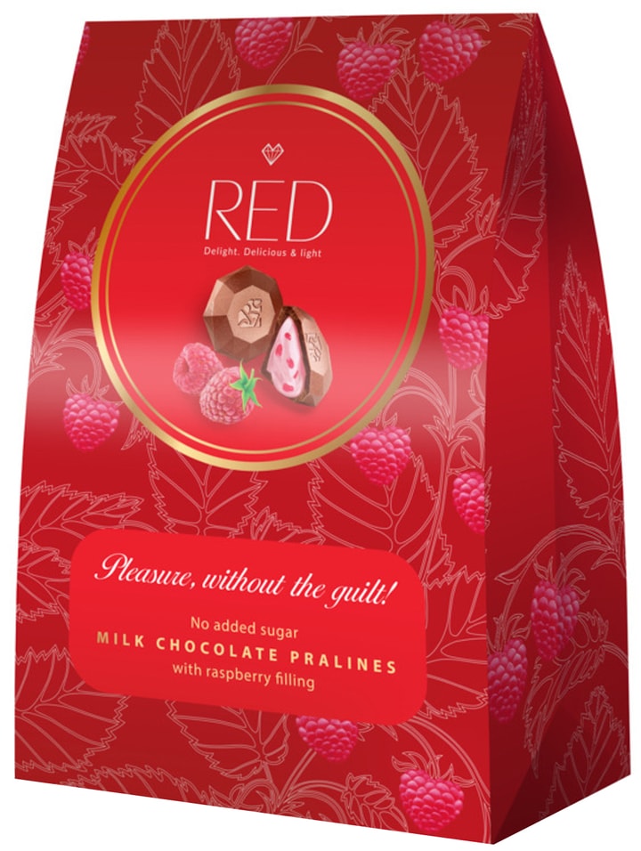 Конфеты Red Delight из молочного шоколада с малиновой начинкой 100г