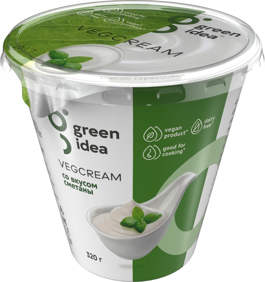 Крем Green Idea Vegcream со вкусом сметаны на основе кокосового масла 320г