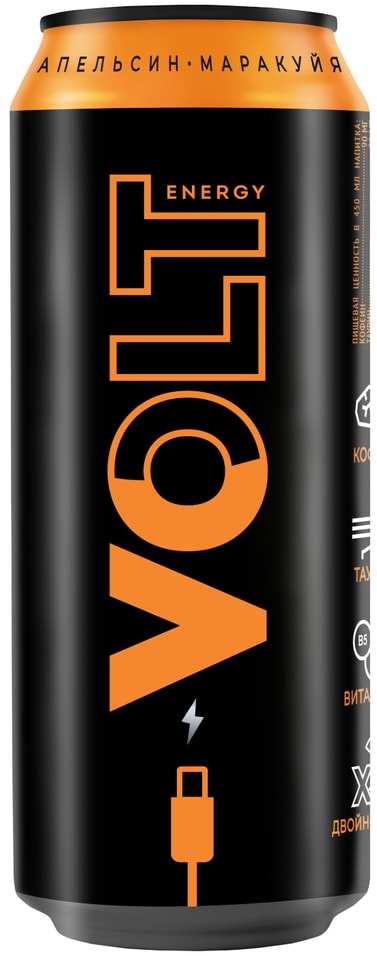 Напиток Volt Energy энергетический Апельсин-Маракуйя 450мл