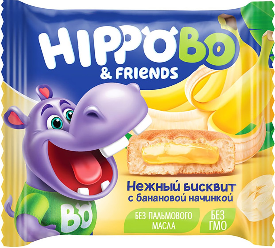 Пироженое Hippo Bo Бисквитное банан 32г