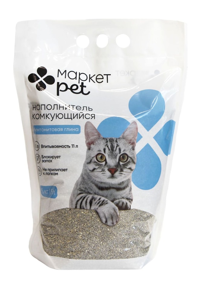 Наполнитель для кошачьего туалета Маркет Pet комкующийся 5кг 409₽