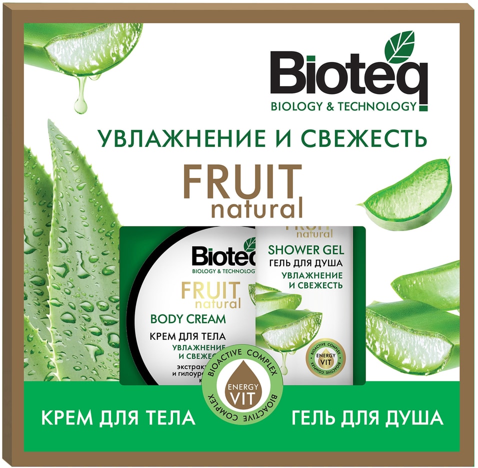 Подарочный набор Bioteq Fruit Natural №11 Увлажнение и свежесть Крем для тела 150мл + Гель для душа 180мл