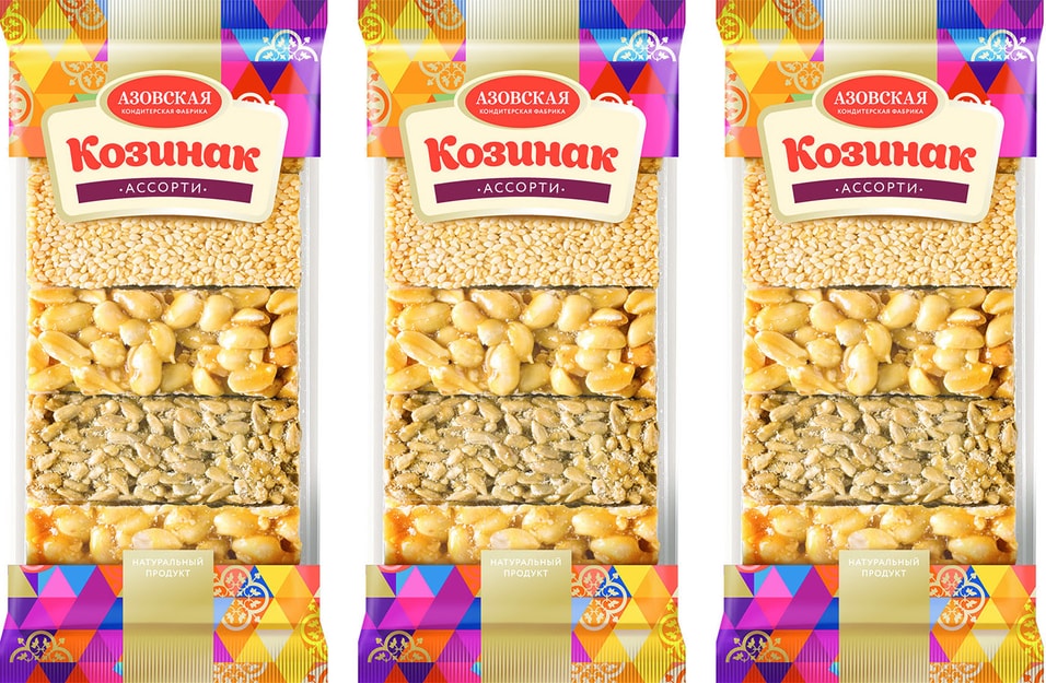 Козинак Азовская КФ Ассорти 280г упаковка 3 шт 228₽