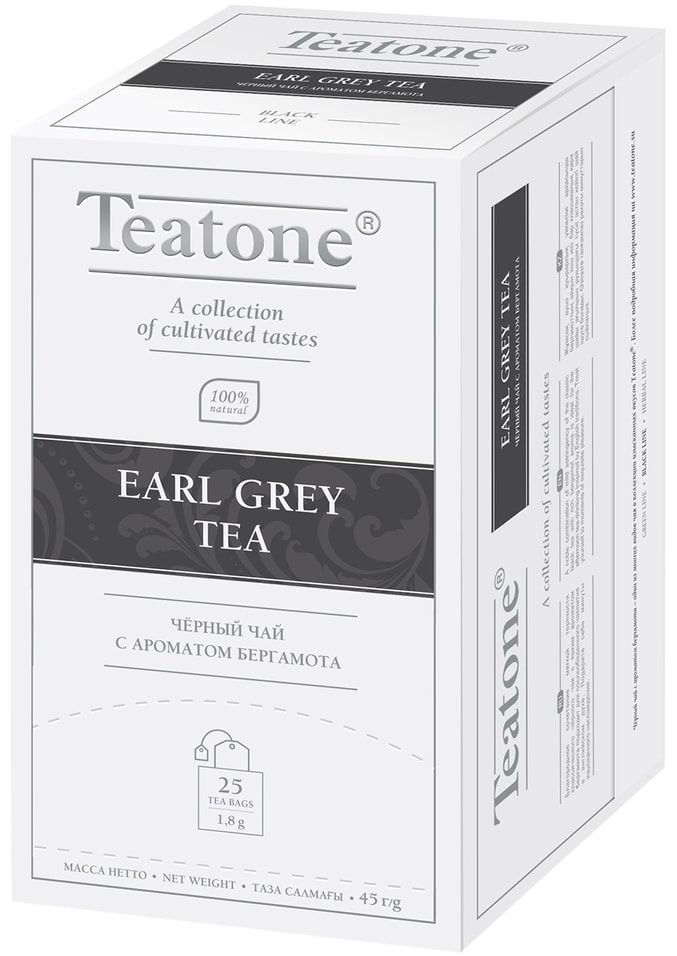 Чай черный Teatone с бергамотом 25*1.8г