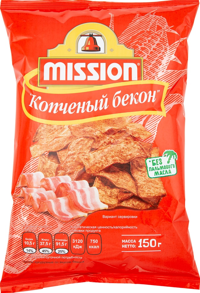 Чипсы кукурузные Mission со вкусом Бекона 150г