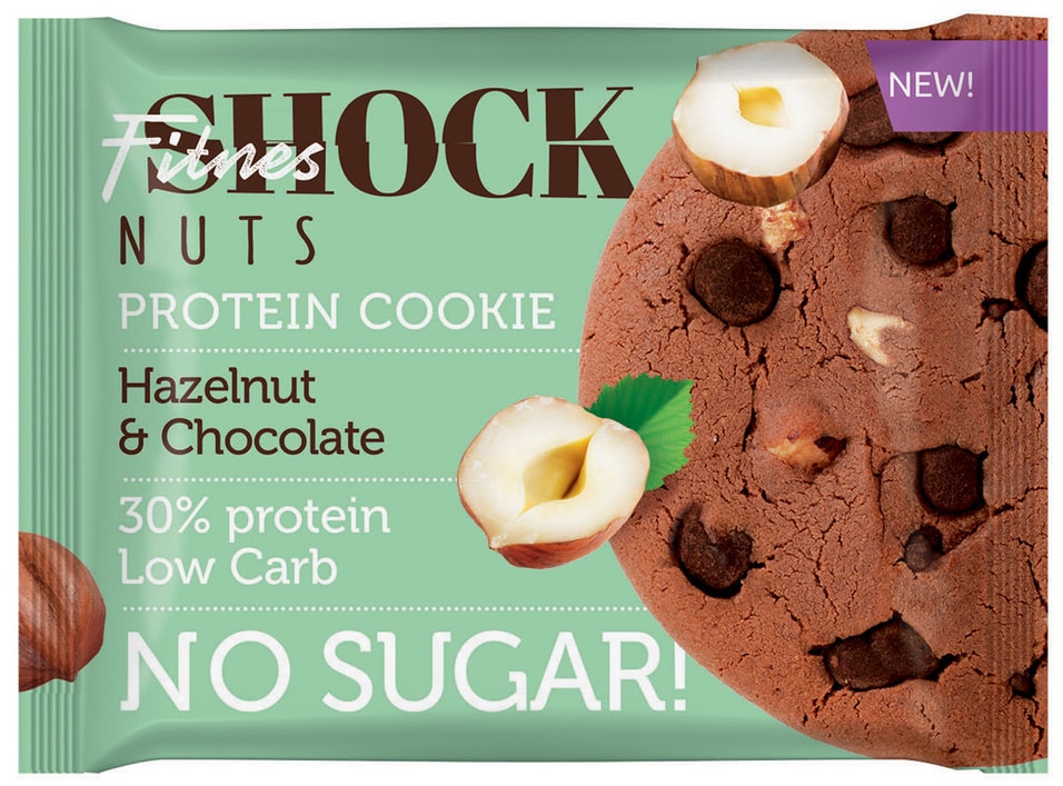 Печенье протеиновое FitnesShock Фундук и шоколад 40г