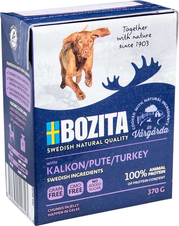 Корм для собак Bozita Turkey кусочки в желе с индейкой 370г