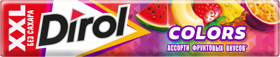 Жевательная резинка Dirol Colors XXL ассорти фруктовых вкусов 19г