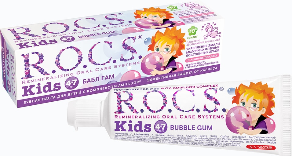 Зубная паста R.O.C.S. Бабл Гам для детей 4-7 лет 45г