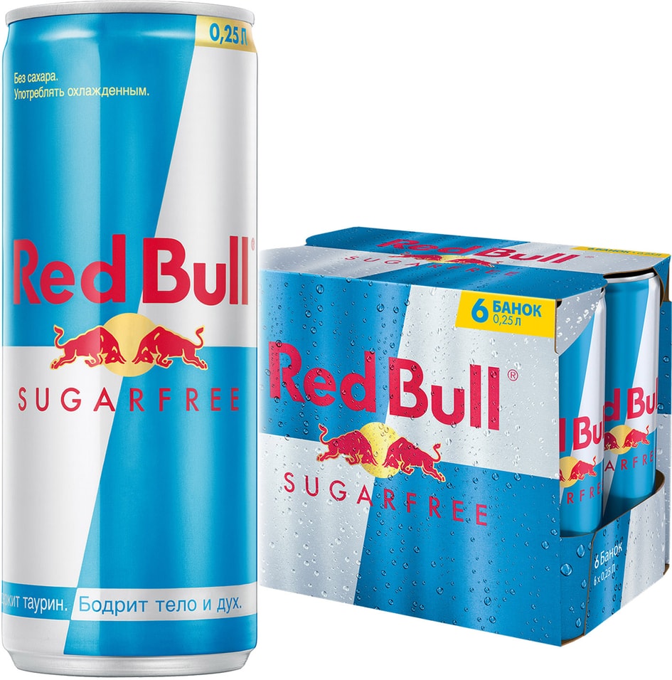 Напиток Red Bull энергетический без сахара 6шт*250мл от Vprok.ru