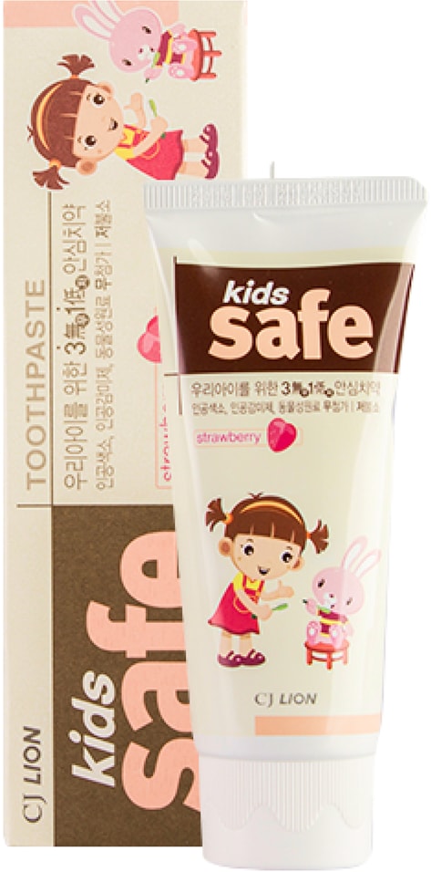 Зубная паста CJ Lion Safe Kids со вкусом клубники детская 3-12 лет 90г