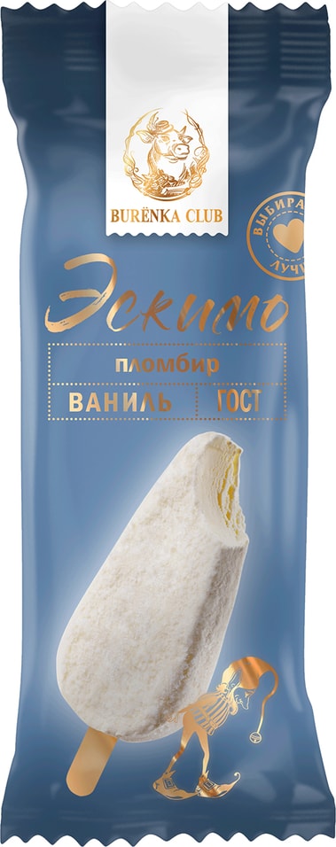 Мороженое Burenka Club пломбир ванильный эскимо 15% 70г