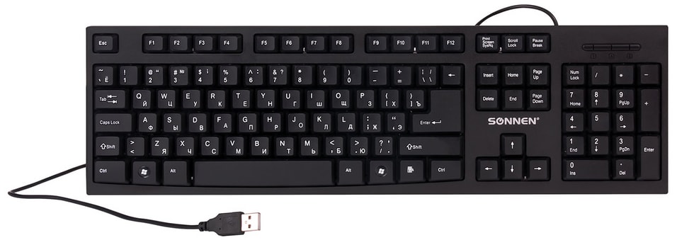 Клавиатура проводная Sonnen KB-330 USB 104 клавиши от Vprok.ru