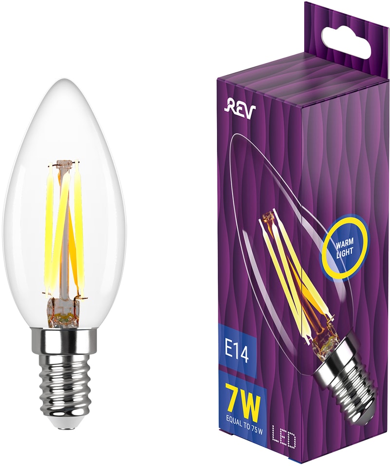Лампа светодиодная REV Filament Теплый свет E14 7Вт