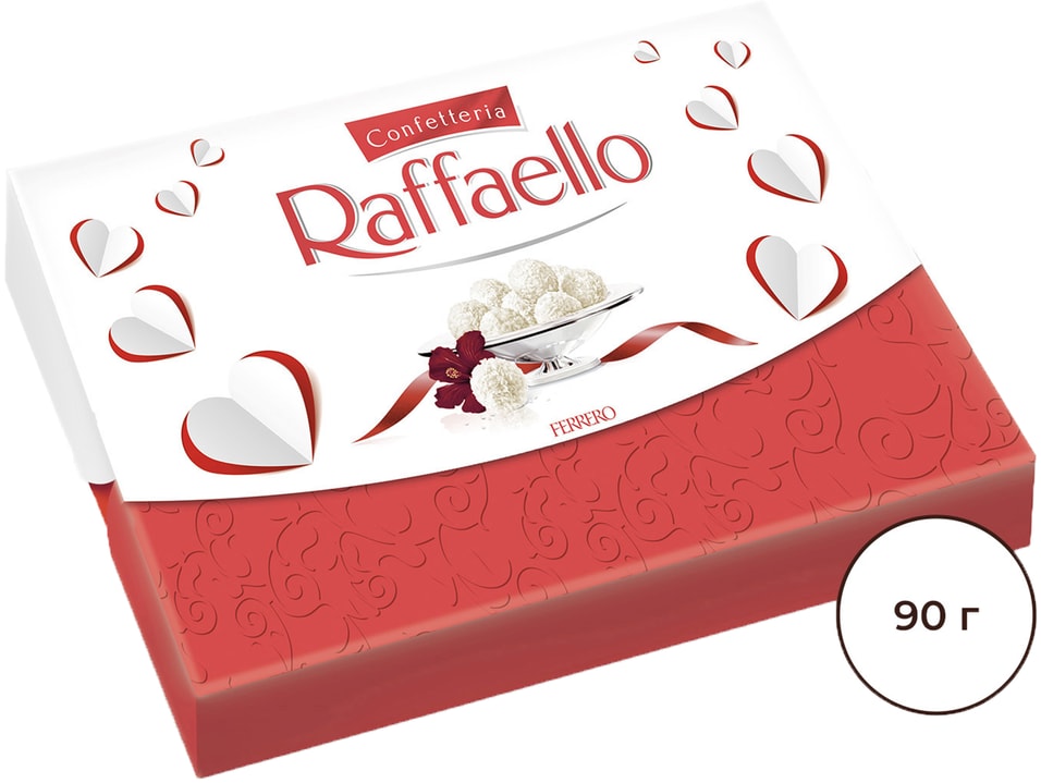 Конфеты Raffaello с цельным миндальным орехом в кокосовой обсыпке 90г 329₽