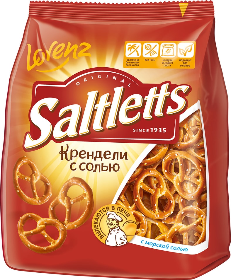Крендели Lorenz Saltletts Классические с солью 150г от Vprok.ru
