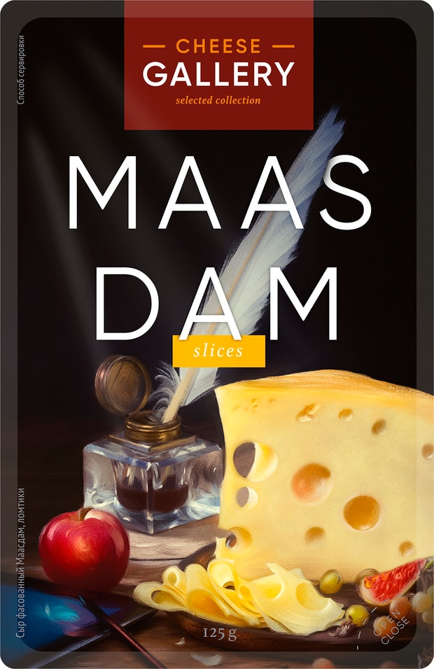 Сыр Cheese Gallery Маасдам ломтики 45% 125г