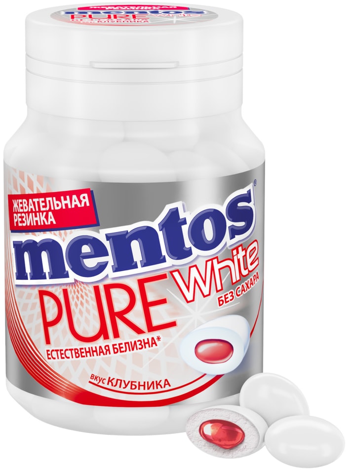 Жевательная резинка Mentos Pure White Клубника 54г
