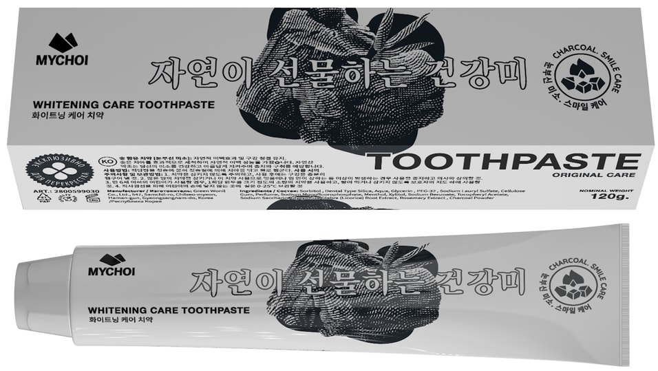 Зубная паста Mychoi Ослепительная улыбка с древесным углем 120г
