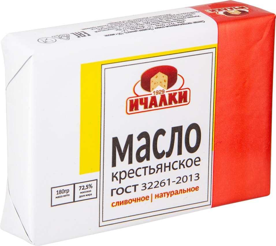 Масло сливочное Ичалки Крестьянское 72.5% 180г