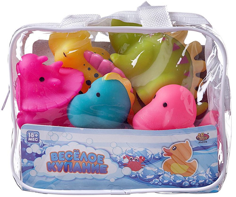 Набор игрушек для ванны ABtoys Веселое купание Сумочка с 5 динозавриками