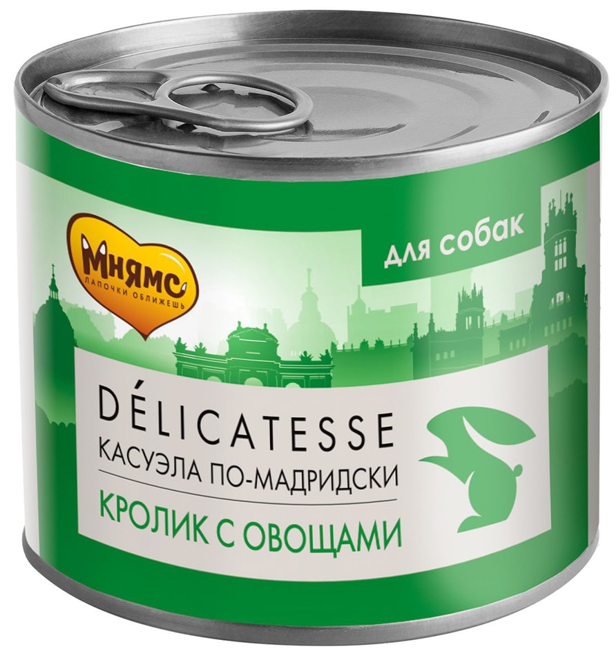 Влажный корм для собак Мнямс Delicatesse Касуэла по-мадридски Кролик с овощами 200г 209₽