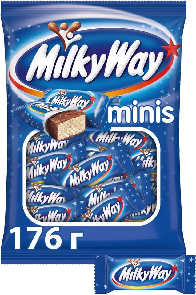 Шоколадный батончик Milky Way Minis 176гс доставкой!