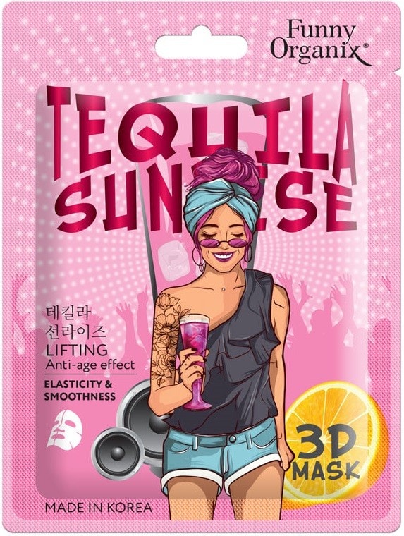 Маска тканевая для лица Funny Organix Coctails Tequila Sunrise 3D с лифтинг-эффектом 23г