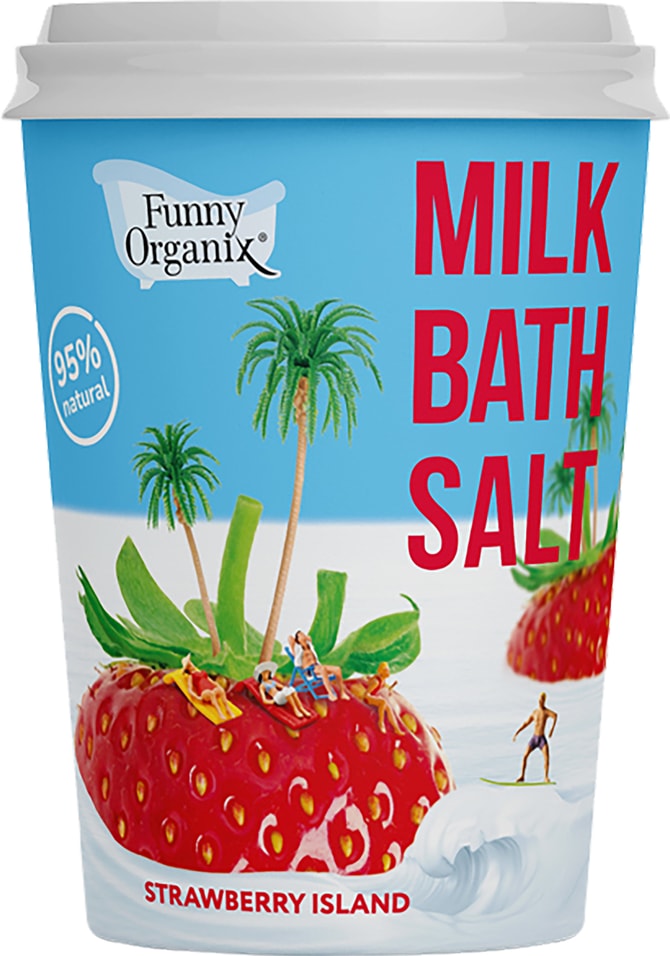 Соль для ванн Funny Organix Strawberry island молочная 500г