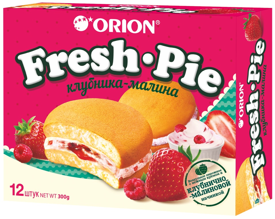 Пирожное Orion Fresh Pie с клубнично-малиновой начинкой 300г
