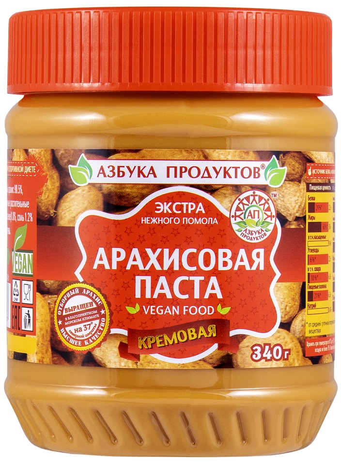 Паста арахисовая Азбука продуктов Экстра кремовая 340г